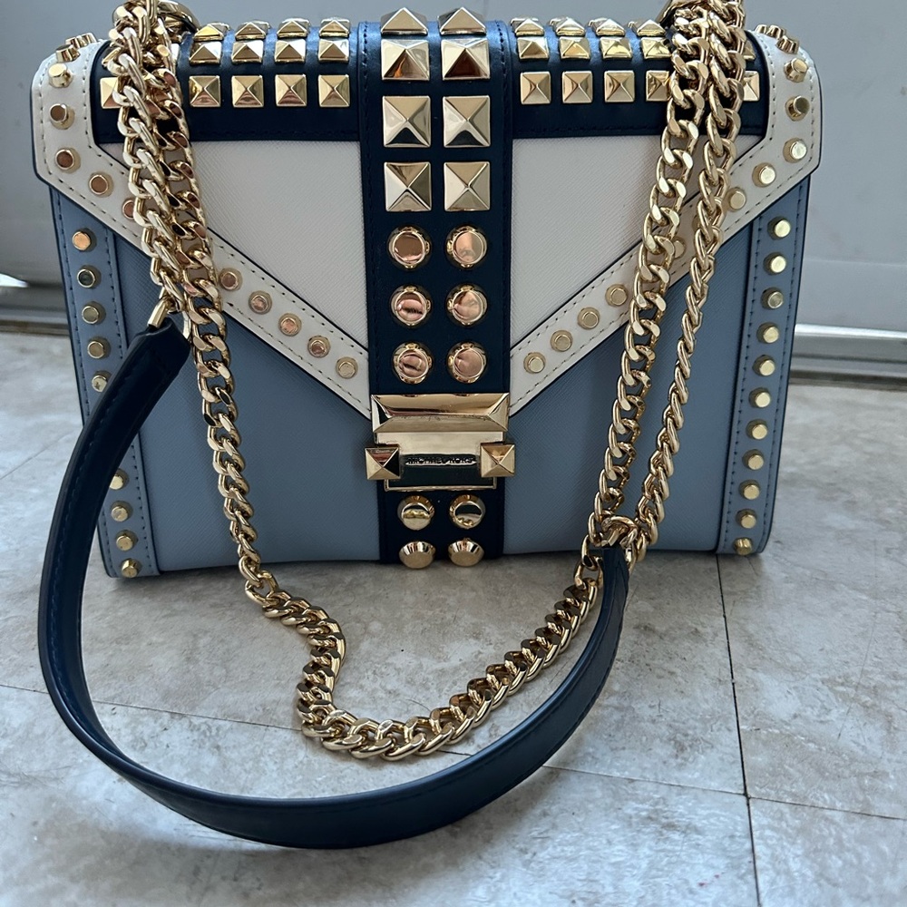 Michael Kors Studded Gold and Blue Bag